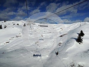 ski lift in Alta Badia resort - Sella Ronda - Italian Alps - Dolomiti Superski