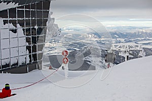 Ski lift cabin at the top of Chopok mountain