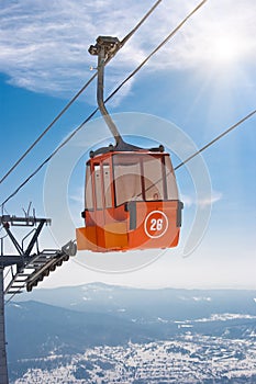 Ski lift cable booth or car