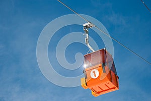 Ski lift cable way booth or car