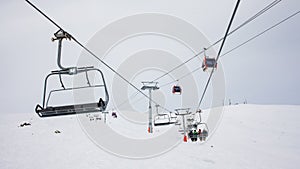 Ski lift in the Gudauri ski resort, Georgia