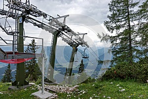 Ski lift high in the mountains Austrias in summer