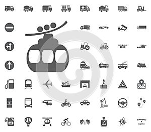 Ski lift icon. Cableway. Funicular icon. Transport and Logistics set icons. Transportation set icons