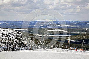 Ski lift in Lindvallen. Salen. Dalarna county. Sweden