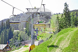 Ski lift at mountain resort