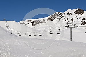 Ski lift in mountains