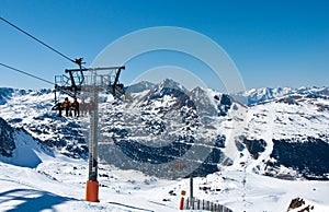 Ski lift and the mountains in Andorra