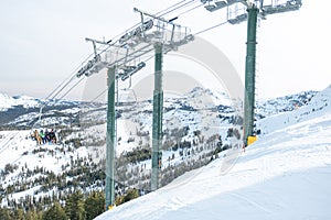 Ski lift operation Kirkwood resort, California, USA January 4, 2020