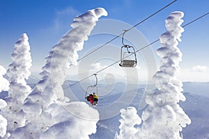 Ski lift at resort winter vacations