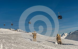 Ski lift at resorts Andermatt and Sedrun in Switzerland