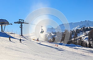 The ski lift. Ski resort of Selva di Val Gardena, Italy