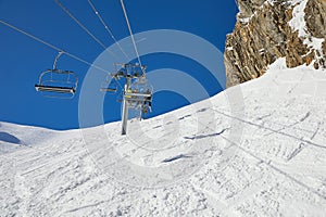 Ski lift at a ski resort, Val d`Allos