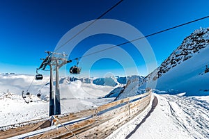 Ski lift and ski run in Solden, Austria