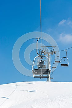 Ski lift at skiing resort.