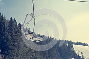 Ski lift at skiing resort.