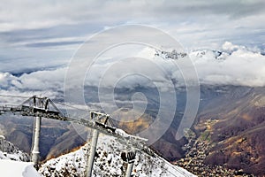 Ski lift in Sochi Krasnaya Polyana