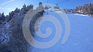 Ski lift time lapse at Meribel resort in France