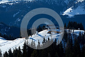 Ski lift top station nearby Wagrain and Alpendorf in Austria