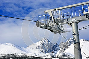 Ski lift on winter resort