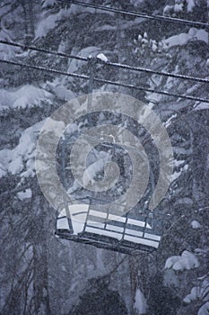 Ski lift in winter scene