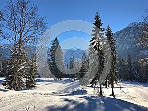 Ski loops at Pertisau, Karwendeltal at the Alps in Tyrol, Austria