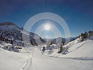 Ski loops at Rofan mountains at the Alps in Tyrol, Austria