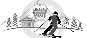 Ski Man Graphic Silhouette Winter Sport