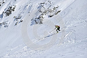 Ski mountaineer during competition in Carpathian Mountains