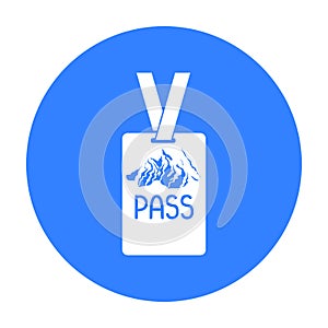 Ski pass icon in black style isolated on white background. Ski resort symbol stock vector illustration.