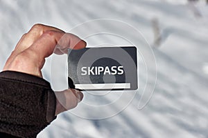 Ski pass in winter mountains