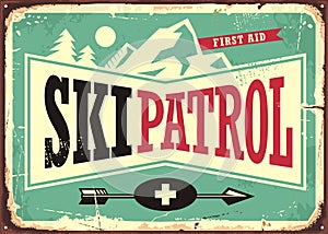 Ski patrol retro sign design