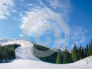 Ski piste on ski resort Jasna in Slovakia