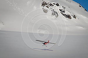 Ski Plane With Ski Tracks, Alaska