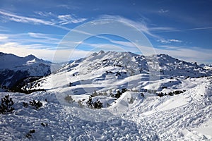 Ski Resort at Arlberg Mountains. Vorarlberg. Austria