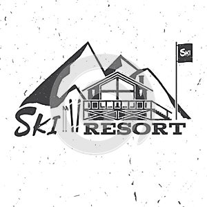 Ski resort concept with ski house.