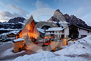 Ski Resort of Corvara at Night, Alta Badia photo