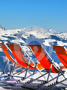 Ski resort deckchairs photo