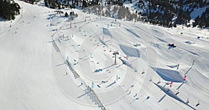 Ski resort in Europe, snowy mountains