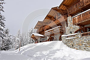 Ski resort hotel in the snow