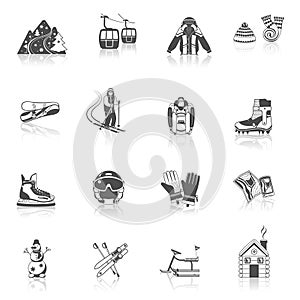 Ski resort icons black set