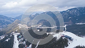 Ski resort Jasna Slovakia mountain aerial drone top view