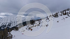 Lyžiarske stredisko Jasná Slovensko horský letecký dron pohľad zhora