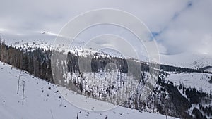 Lyžiarske stredisko Jasná Slovensko horský letecký dron pohľad zhora