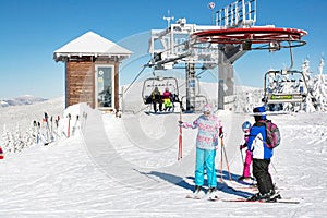 Ski resort Kopaonik, Serbia, ski lift, slope, people skiing