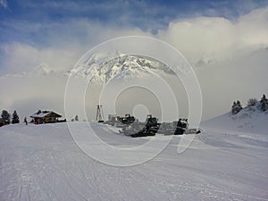 the ski resort of Les Contamines Montjoies in Winter photo