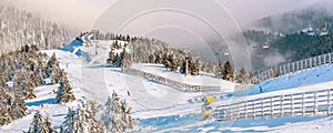 Ski resort, lift, mountains panorama