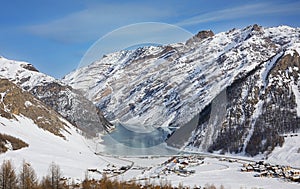 The ski resort of Livigno with the lake view, Italy