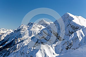 Ski resort Rosa Khutor. Mountains of Krasnaya Polyana. Sochi, Russia