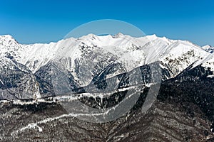 Ski resort Rosa Khutor. Mountains of Krasnaya Polyana. Sochi, Russia