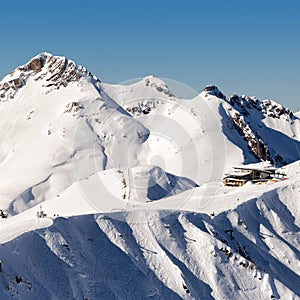 Ski resort Rosa Khutor. Mountains of Krasnaya Polyana. Sochi, Russia